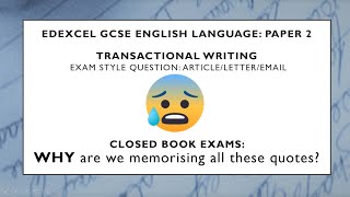 GCSE English Language Paper 2 Section B  Transactional Writing  Edexcel Tips and Exam Question [upl. by Chatterjee]