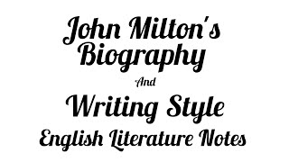 John Milton Biography BS English 5th Semester PU Affiliated Colleges [upl. by Olag]