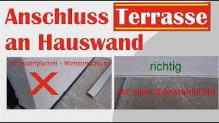 Terrassenanschluss aus Edelstahl zwischen Terrassenplatten oder Pflaster und Hauswand [upl. by Lashoh719]