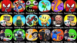 BowmastersTom FriendsKick The BuddyToilet Monster SurvivalGoing BallToilet WarZombie Tsunami [upl. by Tare]