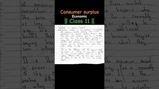 Consumers Surplus  Grade 11  Economics  handwritten notes  neb [upl. by Ahsieket307]