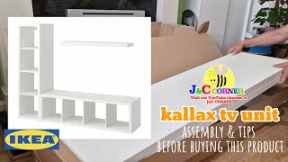 IKEA KALLAX TV UNIT ASSEMBLY amp TIPS BEFORE BUYING THE PRODUCT 🌞 JNC CORNER [upl. by Oirifrop]