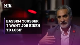 EgyptianAmerican comedian Bassem Youssef says he wants Biden to lose over his proIsrael policy [upl. by Meerek836]