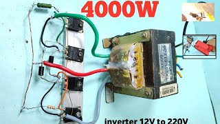 i make 4000W POWERFUL 12V To 220V inverter at home using UPS Transformer IGBT [upl. by Esmeralda455]