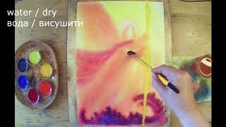 041 Archangel Michael  Архангел Михаїл Wetonwet watercolor Waldorf Art [upl. by Drahcir]