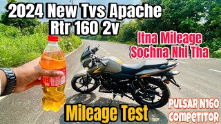 2024 New Tvs Apache Rtr 160 2v Mileage Test  Better Than Pulsar N160  Mileage Test Apache 160 [upl. by Row]