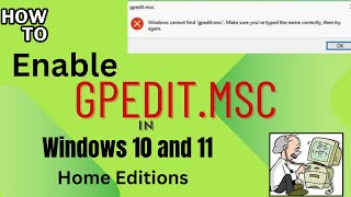 Enable Gpedit In Windows 10 amp 11 Home Edition  Gpedit ko kaise Enable Kare  Gpeditmsc Not Found [upl. by Len285]