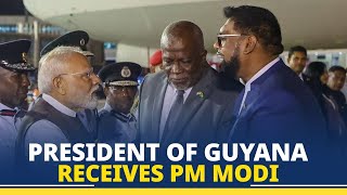 LIVE President Irfaan Ali of Guyana warmly receives PM Modi at airport [upl. by Putnam426]