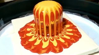 💥Pouring Acrylic Paint Over Glass with Spin Finish🔄 fluidacrylic [upl. by Ermin297]