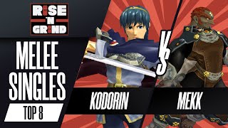 KoDoRiN Marth vs Mekk Ganondorf  Melee Singles Losers Quarters  Rise N Grind 2023 [upl. by Ettenauq]