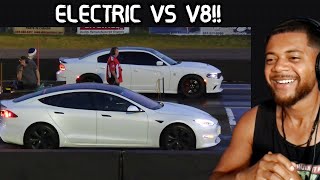 Tesla Plaid VS Hellcat DRAG RACE  REACTION [upl. by Drusus]