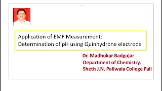 Application of EMF Measurement Determination of pH using Quinhydrone electrode [upl. by Abott]