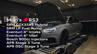 Audi RS3 Stage 3 Dyno Run SRM GTX3582 APR [upl. by Shuping250]