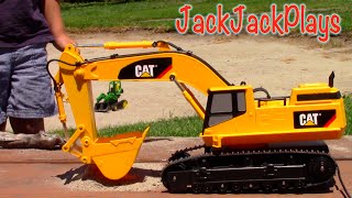 RC Excavator Toy UNBOXING Construction Trucks and Diggers Pretend Play  JackJackPlays [upl. by Netti]