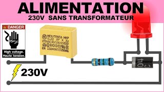 ⚡️ Electronique PETITE ALIMENTATION SANS TRANSFORMATEUR  condensateur led résistance diode [upl. by Norward]