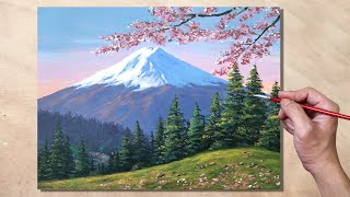 Acrylic Painting Mt Fuji Landscape [upl. by Elsworth5]