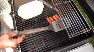 Grilling skinless hot dogs [upl. by Cinomod]