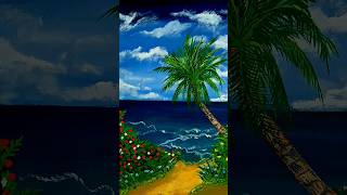 Seascape Painting Tropical Beach Painting Sea Acrylic Seascape HiMu drawing [upl. by Obbard216]