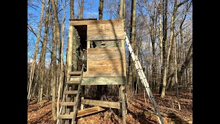 OldGuyDIY Install Metal Roof On Deer Stand 6x6 Box Blind 30 Minutes 10 Reuse Old Metal From Barn [upl. by Furtek227]