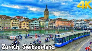 Zurich Switzerland Walking tour 4K  Incredibly beautiful Swiss city [upl. by Naira]