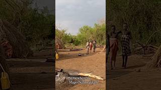 A small Mursi village in Mago Nationalpark africanlifestyle ethiopianculture ethiopia [upl. by Alyehc117]