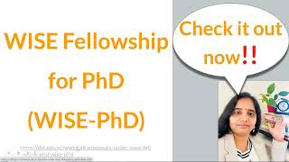 WISE Fellowship for PhD from DST Govt of India Apply today dst fellowship phd phdnotification [upl. by Walston]