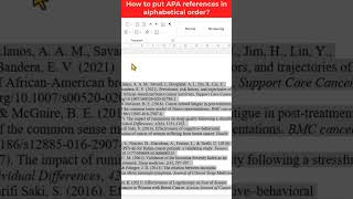 How to put references in alphabetical order  Alphabetizing references in Word  APA Style [upl. by Tuorah]