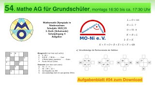 54  Mathe AG Grundschüler  Mathe Olympiade 2022  20023  1 Stufe  Klasse 4 [upl. by Immak]