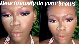 EASY HOW TO DO YOUR EYEBROWS FOR BEGINNERS 2023  Adaobi makeover [upl. by Largent]