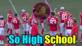 Travis Kelce DANCES So High School of Taylor Swift at the Chiefs vs Saints game [upl. by Anerev]