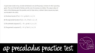 AP Precalculus Practice Test Unit 2 Question 5 Arithmetic Sequence Real Life Word Problem [upl. by Kerad193]