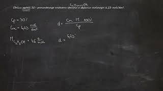 Oblicz gęstość 30 procentowego roztworu etanolu o stężeniu molowym 623 moldm³ [upl. by Anirehtak]