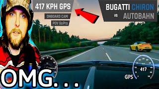 American Blown Away By Bugatti Chiron on Autobahn  417 KPH [upl. by Anailil]