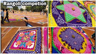 Rangoli competions in VijayawadaMuggula potilu in Vijayawada [upl. by Atekehs642]