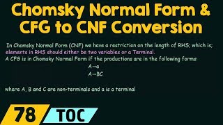 Chomsky Normal Form amp CFG to CNF Conversion [upl. by Nylatsyrc]