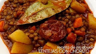 Lentejas con chorizo 🍲😜 Receta de la abuela [upl. by Aleyak]