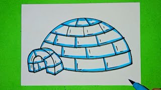 Igloo house Drawing  How To Draw An Igloo house  Easy Drawing Tutorial for Beginners [upl. by Auqinom]