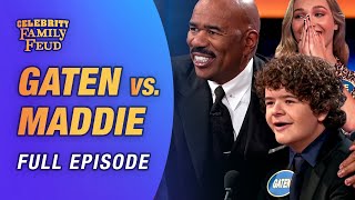 Gaten Matarazzo vs Maddie Ziegler Full Episode  Celebrity Family Feud [upl. by Nanyt]