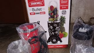 COOKWELL BULLET MIXER BLENDER GRANDER 600W 3JARS UNBOXING [upl. by Eynobe]