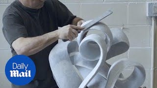 Artist sculpts 80pound art piece from a 1200 pounds marble [upl. by Burkhardt938]