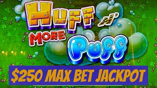 🚧 250 MAX BET WHEEL FEATURE on HUFF N MORE PUFF and 3 OTHER JACKPOTS 🚧 [upl. by Novello21]