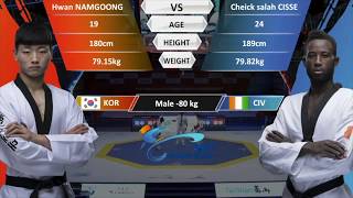 M80kg  Cheick Sallah Cisse（CIV）VS Hwan Namgoong（KOR）  20172018 Season WT Grand Slam Finals [upl. by Nogaem]