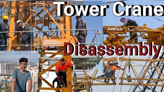 videos Tower crane Disassembly टावर क्रैन dismantle [upl. by Ragen]