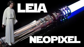 Princess Leia Lightsaber Neopixel Lightsaber with Proffie 22 soundboard [upl. by Ahsikan677]