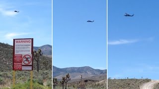 Black Hawk Helicopter Buzzed Tour Group at Front Line Gate of Area 51 [upl. by Abih]