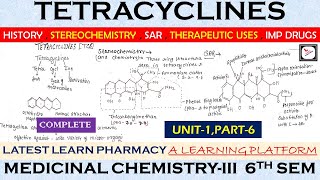 TETRACYCLINE ANTIBIOTICS  Intro SAR Stereochemistry Classification Degradation  BP601T Med Chem L6 [upl. by Nerfe]