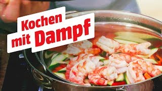 Leckere Gambas auf Gemüse  Dampfgarer von WMF  MediaMarkt KochShow [upl. by Haroppizt]