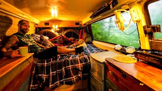 Van Camping In Rain Storm And Flood Conditions Relaxing Rain Camping  Part 1 [upl. by Nanfa]