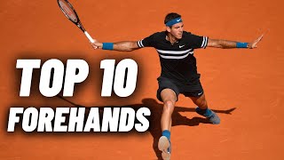 Top 10 Greatest Tennis Forehands In History  ATP Forehand Slow Motion Technique [upl. by Ddot801]