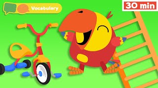 Learning First Words w Larry  Sensory Stimulation for Babies  Vocabulary for Kids  Tricycle [upl. by Arimlede385]